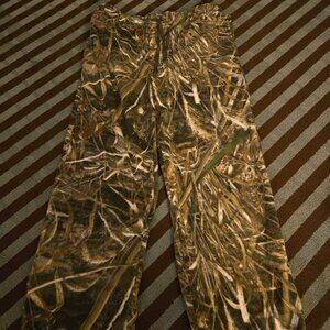 Realtree Fleece Wide Leg Camo Pants Men’s Size Large Drawstring Hunting Vintage
